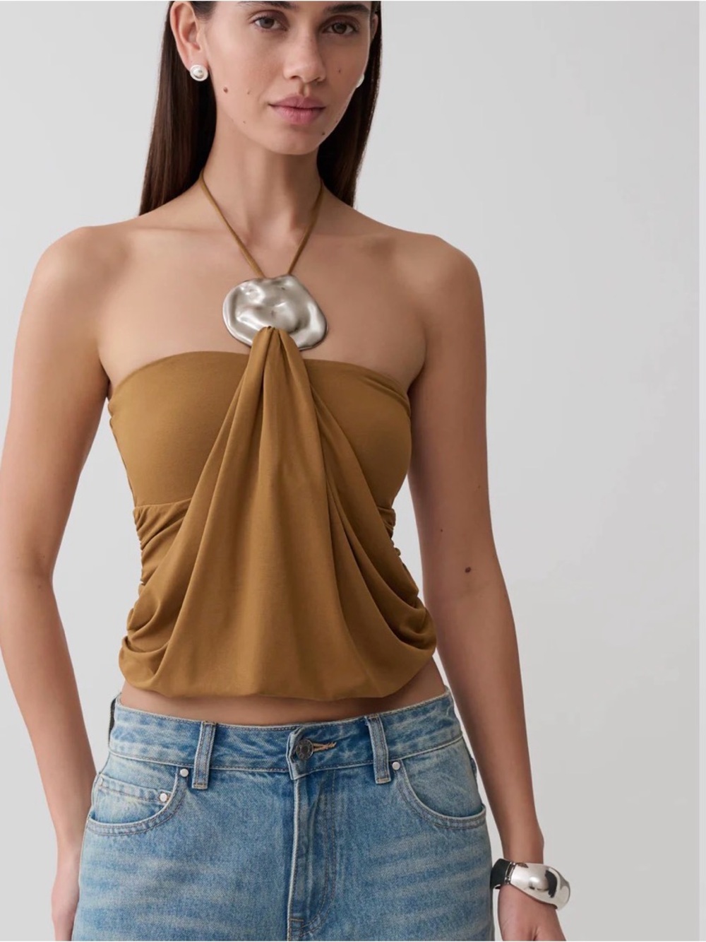 Meshki Draped Strapless halter top